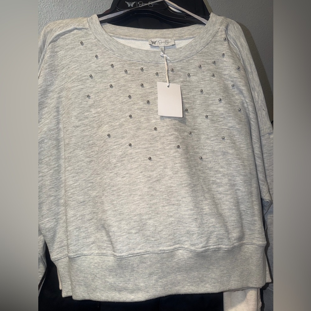 Jessica Simpson Light Gray Studded Top